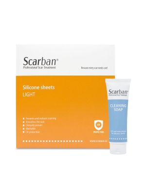 Scarban Light Silicone Sheet 5 x 7.5cm with cleaning soap