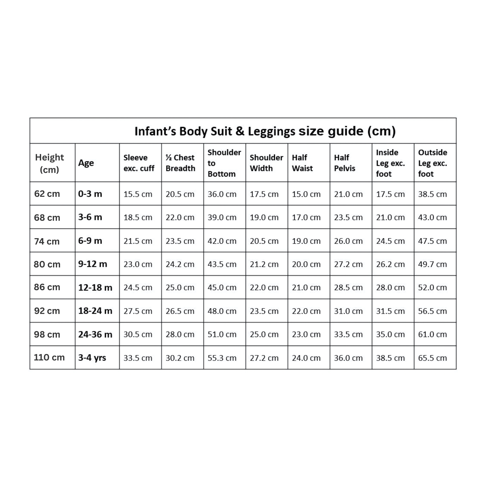 Dermasilk bodysuit for kids with eczema size chart